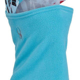 Spyder Kids Guide Balaclava 2022 - A blue balaclava with a white, black, and red abstract pattern on top.