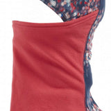 Spyder Kids Guide Balaclava 2023 - A navy blue balaclava with a red and white patterned trim along the edges.