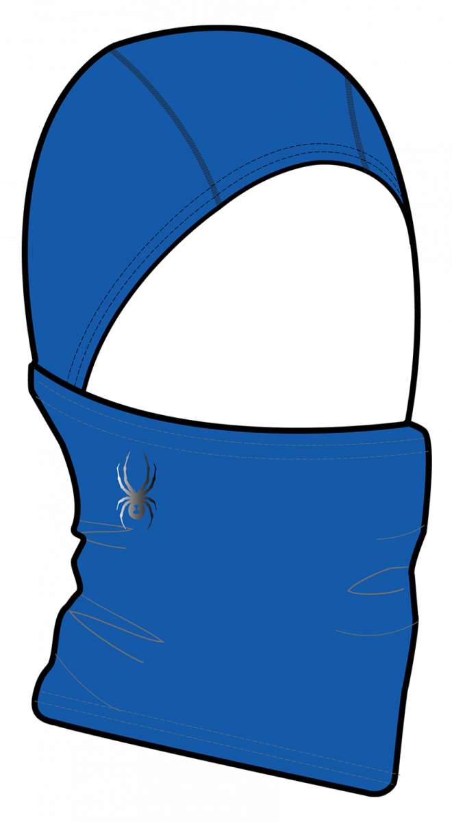 Spyder Kids Guide Balaclava 2023 - A royal blue balaclava with a spider logo on the left side.