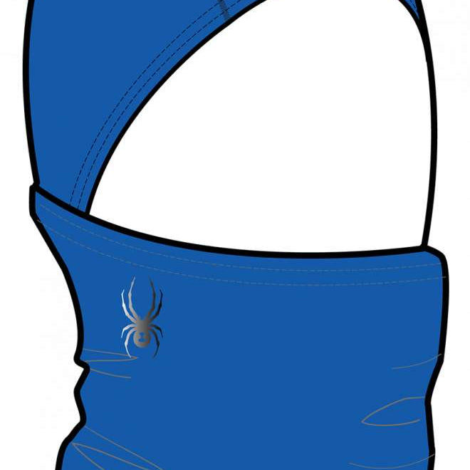 Spyder Kids Guide Balaclava 2023 - A royal blue balaclava with a spider logo on the left side.