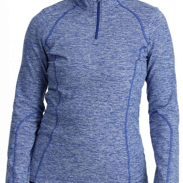 Spyder Ladies Accord Half Zip Turtle Neck - A heathered grey half-zip pullover with a turtle neck and long sleeves.
