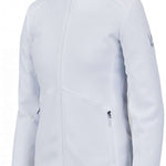 Spyder Ladies Bandita Full-Zip Fleece Jacket 2023 - A white fleece jacket with a high collar and zippered pockets on either side.