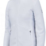 Spyder Ladies Bandita Full-Zip Fleece Jacket 2023 - A white fleece jacket with a high collar and zippered pockets on either side.