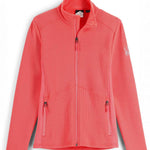 Spyder Ladies Bandita Full-Zip Fleece Jacket 2023 - A coral-colored fleece jacket with a zippered front and two side pockets.