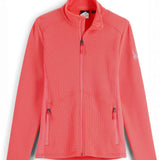 Spyder Ladies Bandita Full-Zip Fleece Jacket 2023 - A coral-colored fleece jacket with a zippered front and two side pockets.