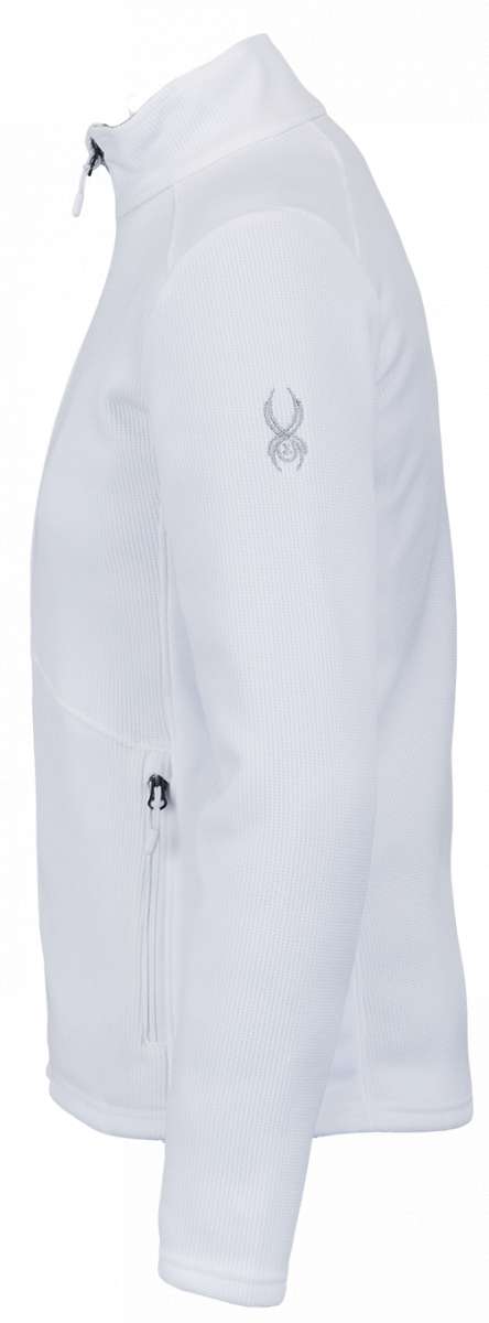 Spyder Ladies Bandita Full-Zip Fleece Jacket 2023 - A white fleece jacket with a zippered front and a small embroidered logo on the left chest.