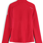 Spyder Ladies Bandita Full-Zip Fleece Jacket 2023 - A red fleece jacket with a high collar and zippered front, featuring white embroidered logo on left chest.