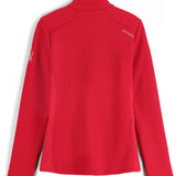 Spyder Ladies Bandita Full-Zip Fleece Jacket 2023 - A red fleece jacket with a high collar and zippered front, featuring white embroidered logo on left chest.