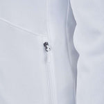 Spyder Ladies Bandita Full-Zip Fleece Jacket 2023 - A white fleece jacket with a full zip and two pockets on either side, featuring a bandita logo on the left chest.