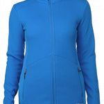 Spyder Ladies Bandita Full-Zip Fleece Jacket 2023 - A royal blue fleece jacket with a high collar and zippered pockets on either side.