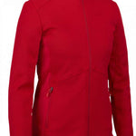 Spyder Ladies Bandita Full-Zip Fleece Jacket 2023 - A red fleece jacket with a high collar and zippered pockets on either side.