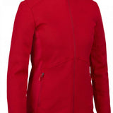 Spyder Ladies Bandita Full-Zip Fleece Jacket 2023 - A red fleece jacket with a high collar and zippered pockets on either side.
