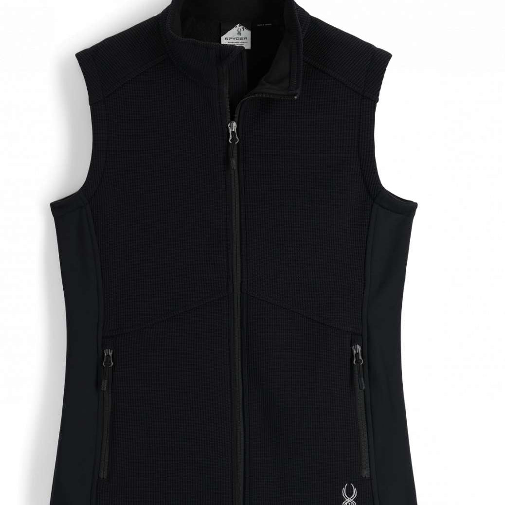 Spyder Ladies Bandita Full-Zip Fleece Vest 2023 - Black fleece vest with zippered front and two side pockets.