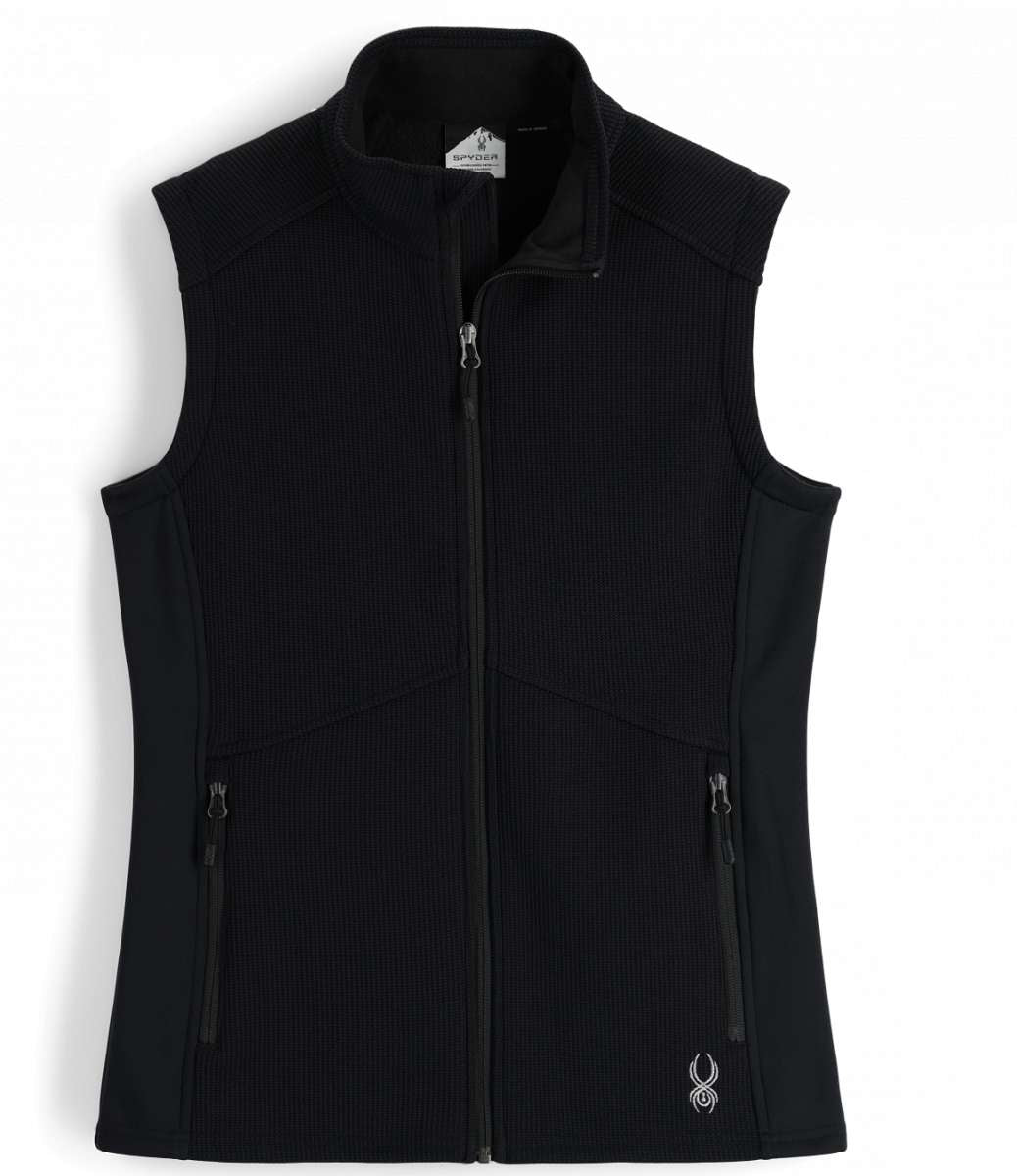 Spyder Ladies Bandita Full-Zip Fleece Vest 2023 - Black fleece vest with zippered front and two side pockets.