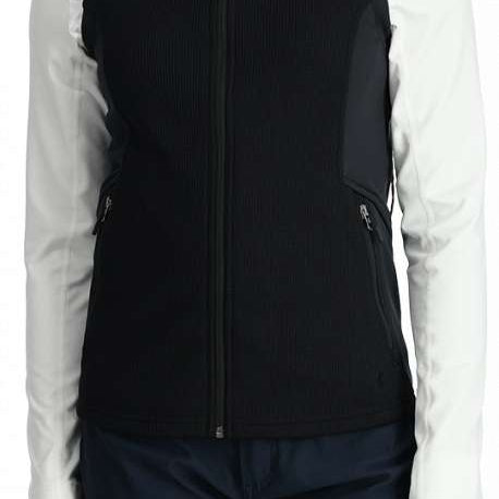 Spyder Ladies Bandita Full Zip Fleece Vest 2024 - Black fleece vest with zip closure and bandita logo on chest.