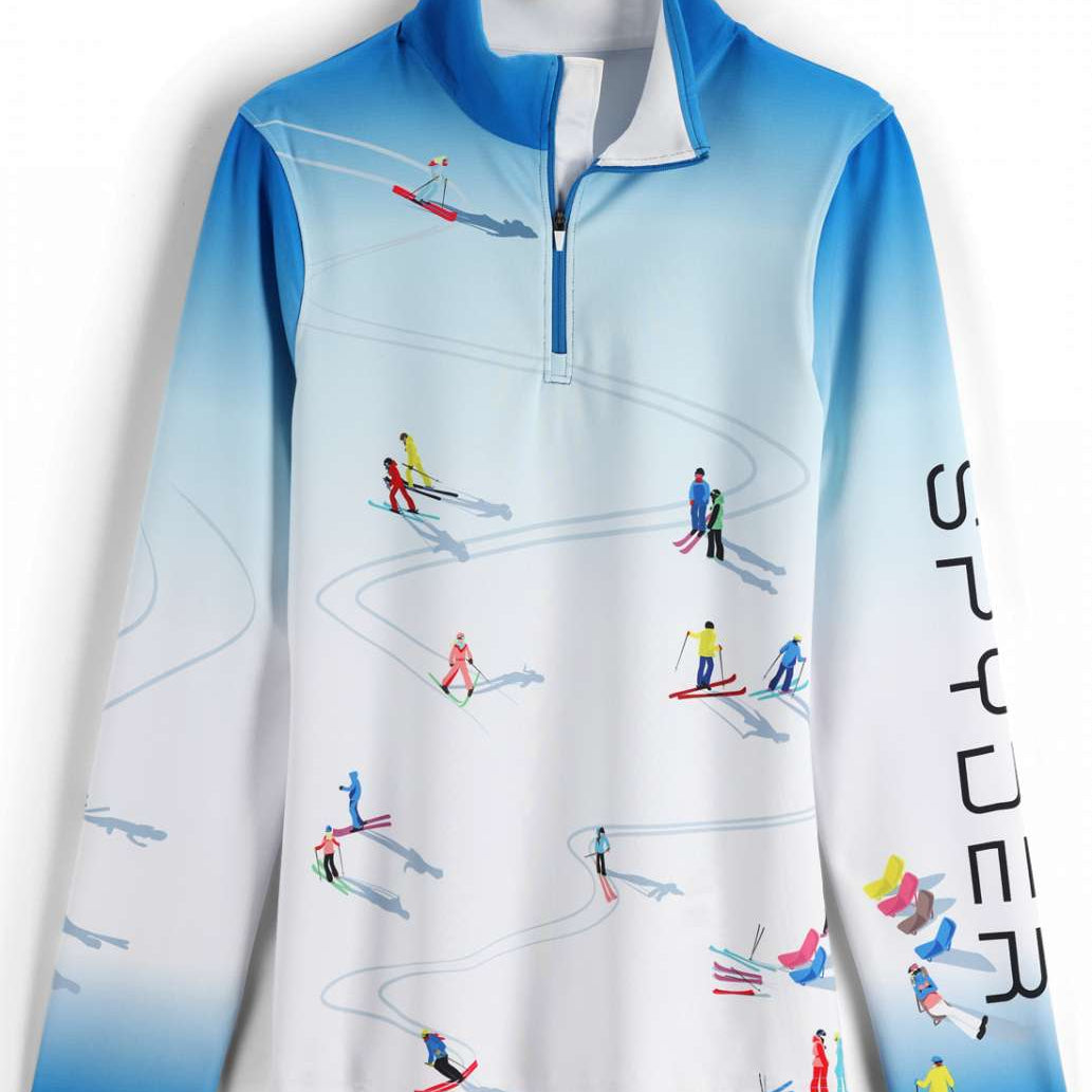 Spyder Ladies Birds Eye 1/4 Zip Top 2023 - White top with a bird's eye pattern and a quarter zip closure.