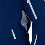 Spyder Ladies Brava GORE-TEX Insulated Jacket 2022 - A navy blue jacket with a white zipper and silver hardware, featuring a subtle pattern on the left chest area.