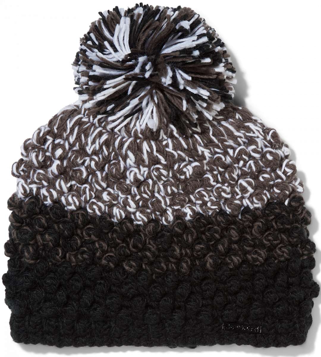 Spyder Ladies Brr Berry Hat 2024 - A brown knit beanie with a white pom-pom on top.