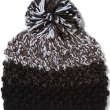 Spyder Ladies Brr Berry Hat 2024 - A brown knit beanie with a white pom-pom on top.