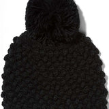 Spyder Ladies Brr Berry Hat 2024 - A black beanie with a pom-pom on top.