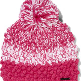 Spyder Ladies Brr Berry Hat 2024 - A pink knit beanie with a pom-pom on top.