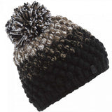 Spyder Ladies Brrr Berry Beanie 2023 - A black beanie with a brown and white marbled pattern on top, featuring a large pom-pom at the tip.