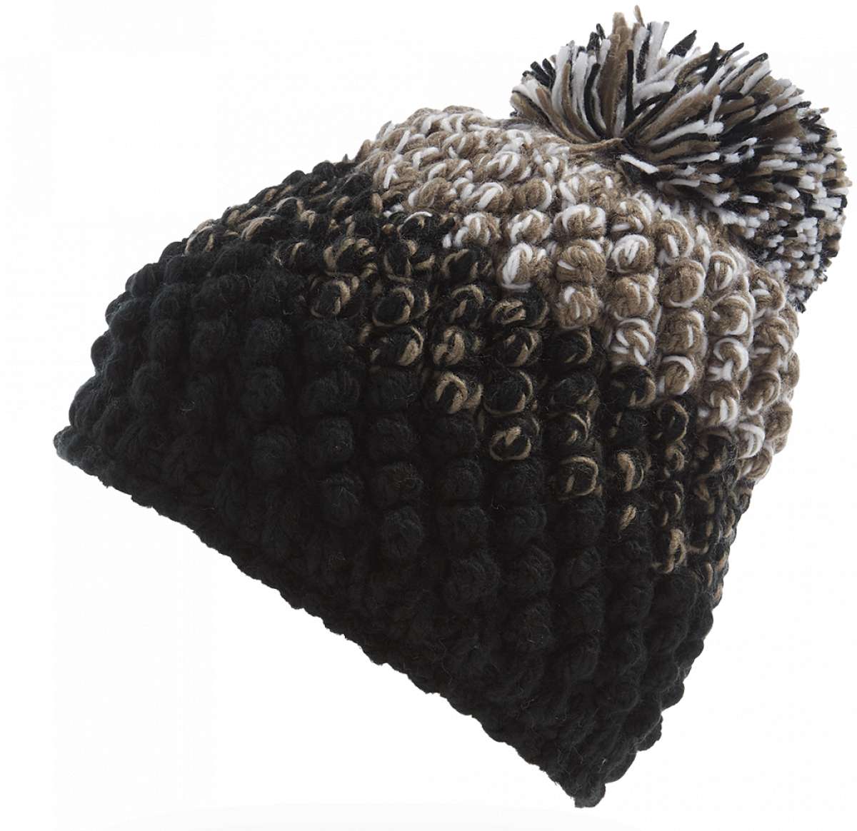 Spyder Ladies Brrr Berry Beanie - A black beanie with a brown and white pom-pom on top.