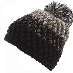 Spyder Ladies Brrr Berry Beanie - A black beanie with a brown and white pom-pom on top.