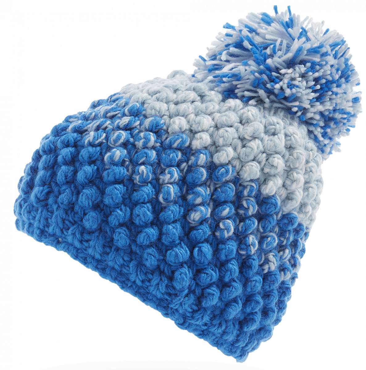 Spyder Ladies Brrr Berry Beanie - A light blue beanie with a pom-pom on top, featuring a subtle berry pattern.