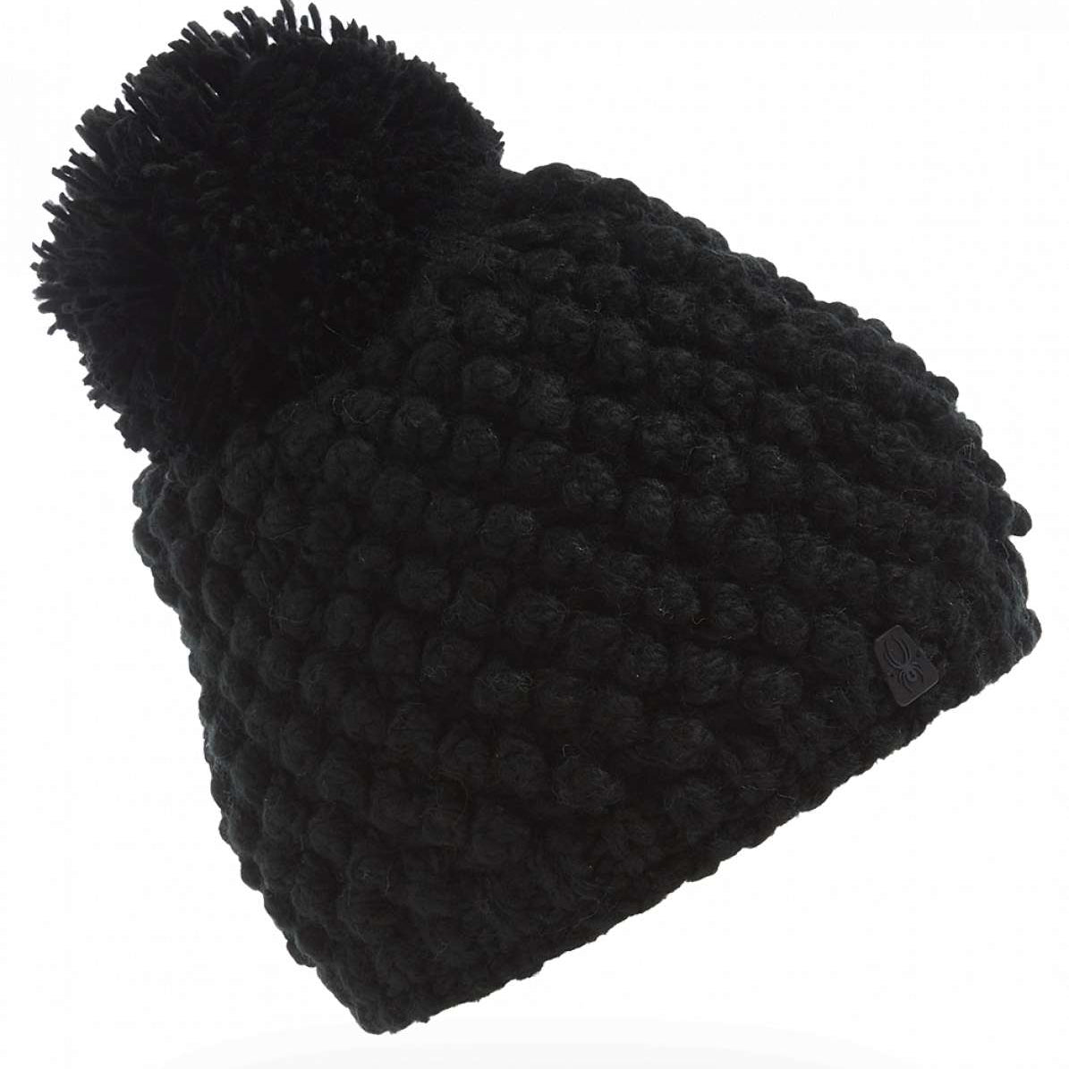 Spyder Ladies Brrr Berry Beanie - A black beanie with a pom-pom on top.