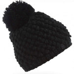 Spyder Ladies Brrr Berry Beanie - A black beanie with a pom-pom on top.