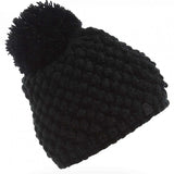 Spyder Ladies Brrr Berry Beanie - A black beanie with a pom-pom on top.