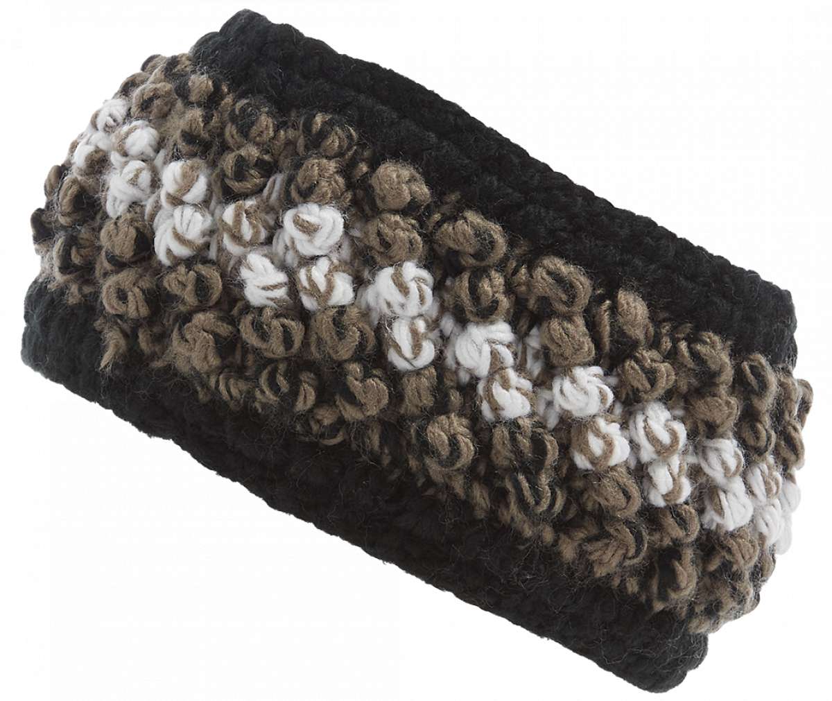 Spyder Ladies Brrr Berry Headband - A black headband with a subtle berry pattern and white trim.
