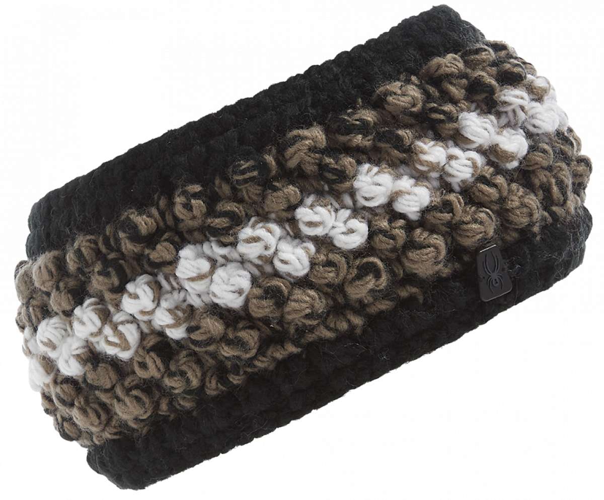 Spyder Ladies Brrr Berry Headband - A brown headband with a berry pattern and white accents.