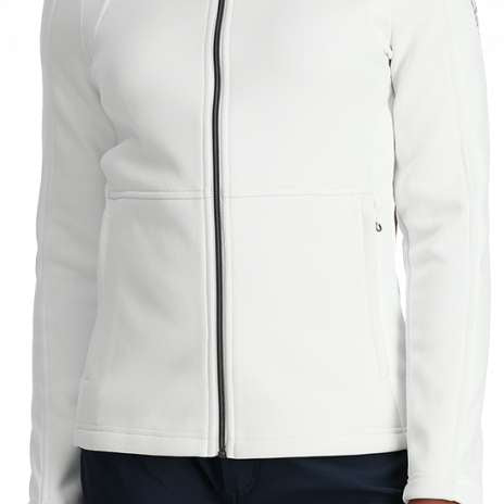 Spyder Ladies Encore Full Zip Fleece Jacket 2024 - A white fleece jacket with a high collar and zippered front.