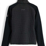 Spyder Ladies Glissade Hybrid Insulated Jacket 2023 - A black jacket with a quilted pattern on the front and back, featuring a high collar and long sleeves.