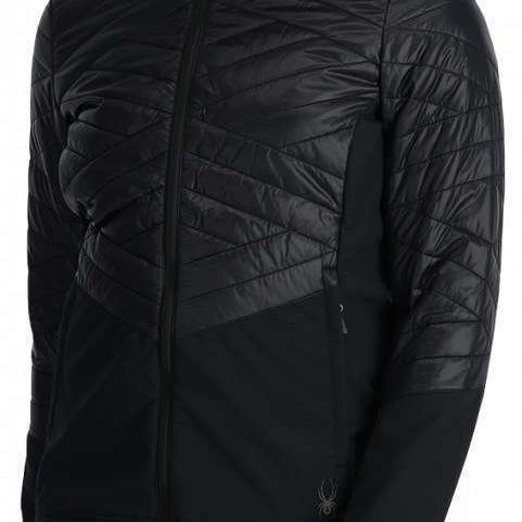 Spyder Ladies Glissade Insulated Jacket - Black quilted pattern on sleeves and upper back, solid black body.