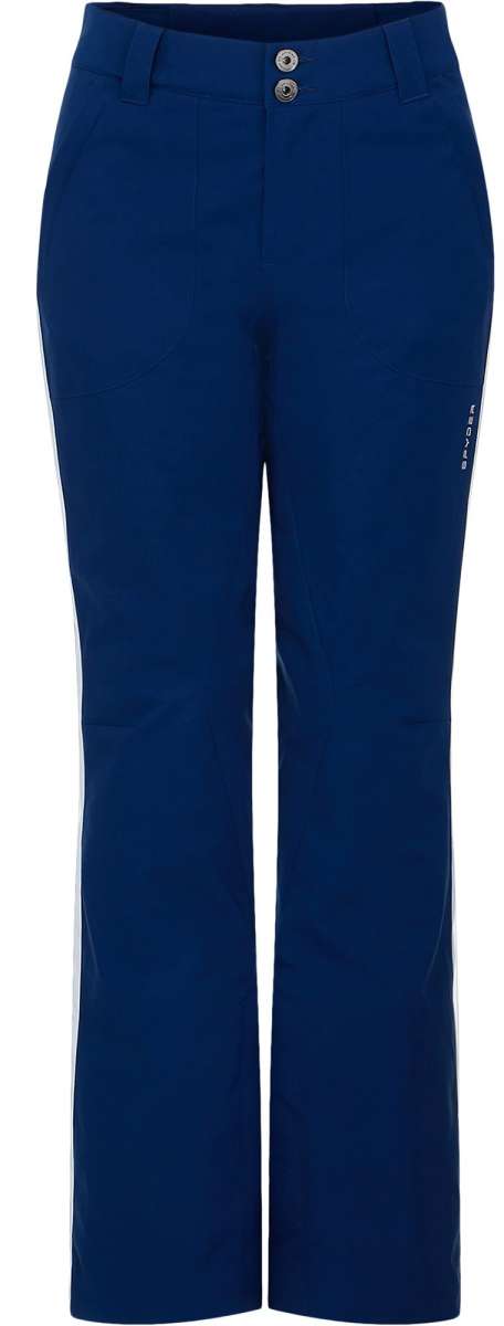 Spyder Ladies Hint GORE-TEX Infinium Pants 2022 - Dark blue pants with white logo on left leg and silver hardware.