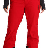 Spyder Ladies HONE GORE-TEX Shell Pant - Solid red snow pants with black accents and a zippered pocket on the right thigh.