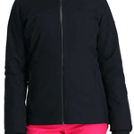 Spyder Women's Mega 3-in-1 Insulated Jacket - Black jacket with a hood and zippered pockets.