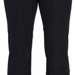 Spyder Ladies Orb Soft Shell Pant 2023 - Black pants with a subtle pattern of thin white lines on the upper thigh area.