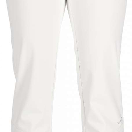 Spyder Ladies Orb Soft Shell Pant 2023 - White pants with a subtle pattern of thin, darker lines on the upper thigh area.