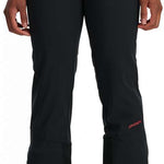 Spyder Women's Orb SoftShell Pants 2024 - Black pants with a subtle pattern of thin white lines on the side seams.