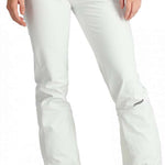 Spyder Women's Orb SoftShell Pants 2024 - White pants with a subtle sheen and a small black Spyder logo on the left leg.