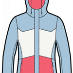 Spyder Ladies Paradise Insulated Jacket 2023 - A light blue jacket with a white star on the chest and a red interior visible through the mesh lining.