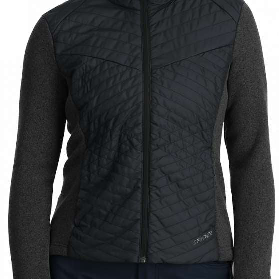 Spyder Ladies Pursuit Insulator Jacket - A black jacket with a quilted pattern on the front and back, featuring a high collar and zippered pockets.