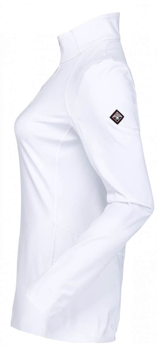 Spyder Ladies Savona 1/4 Zip Turtle Neck - White turtle neck with a zipper and logo on the left chest.