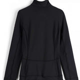 Spyder Ladies Savona 1/4 Zip Turtle Neck - A black turtle neck sweater with a zipper on the left side of the chest.
