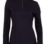 Spyder Ladies Savona 1/4 Zip Turtle Neck 2023 - A black turtle neck sweater with a zipper at the top and long sleeves.
