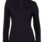 Spyder Ladies Savona 1/4 Zip Turtle Neck 2023 - A black turtle neck sweater with a zipper at the top and long sleeves.